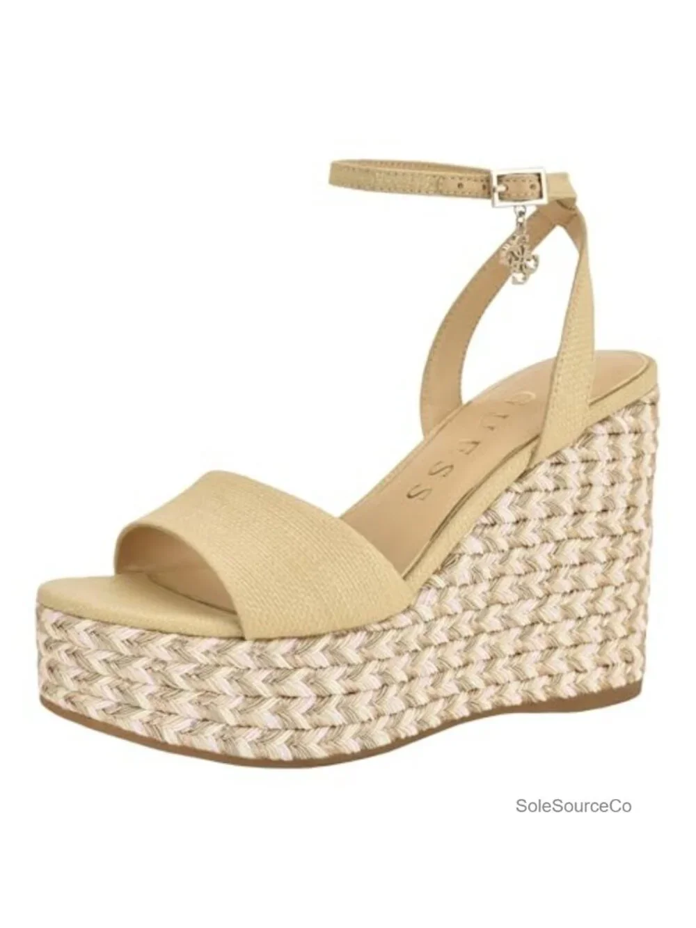 GUESS Everly Platform Wedge Sandals Open Toe Buckle Ankle Strap